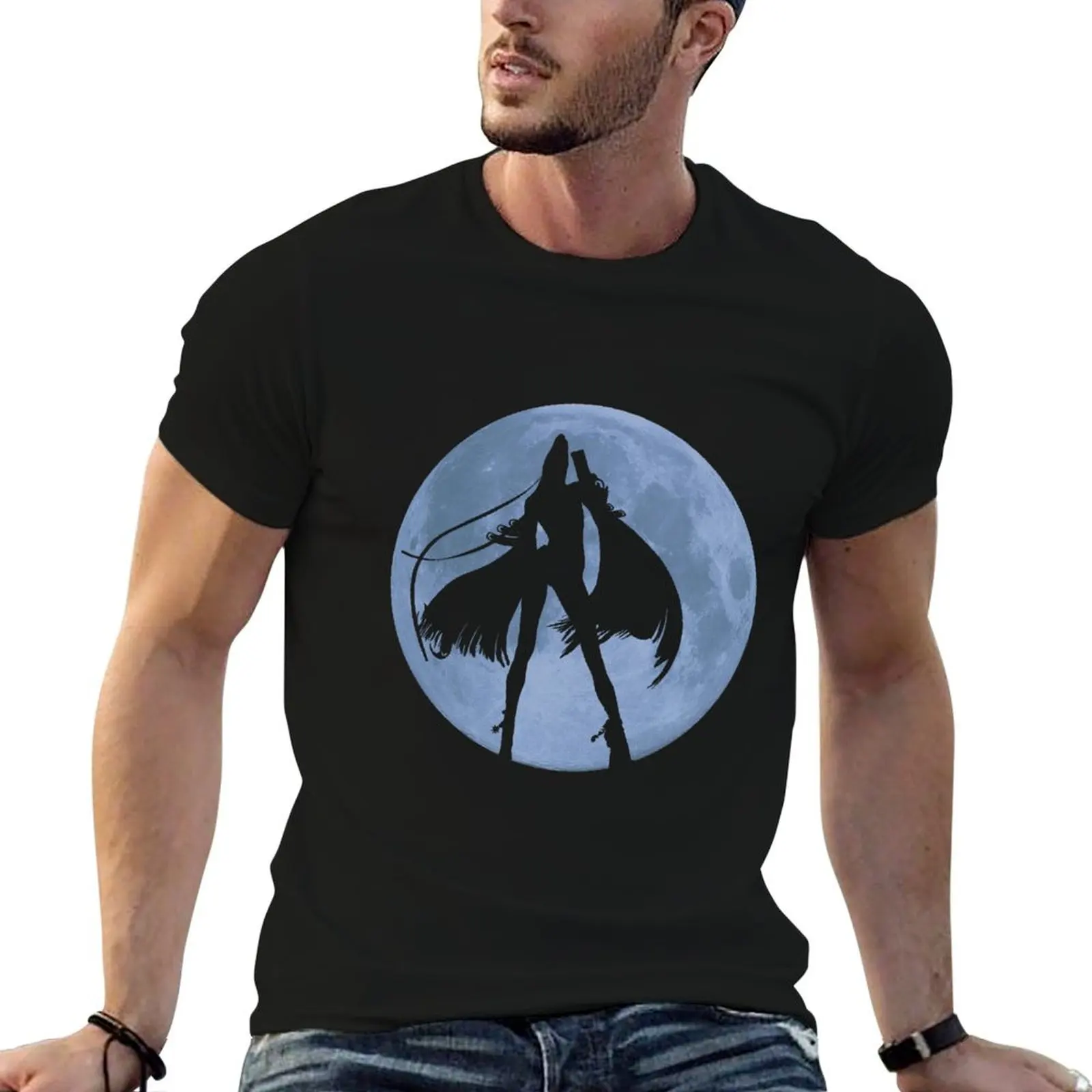 

tshirt for cotton plain black man T-Shirt Moon cotton t-shirt package 100% Bayonetta