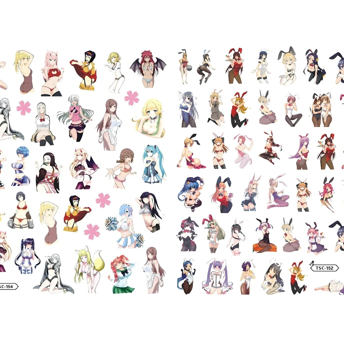 TSC-180 Sexy bunny gir, anime para adultos, estilo discoteca, pegatina 3D para decoración de uñas, pegatina para uñas DIY a la moda