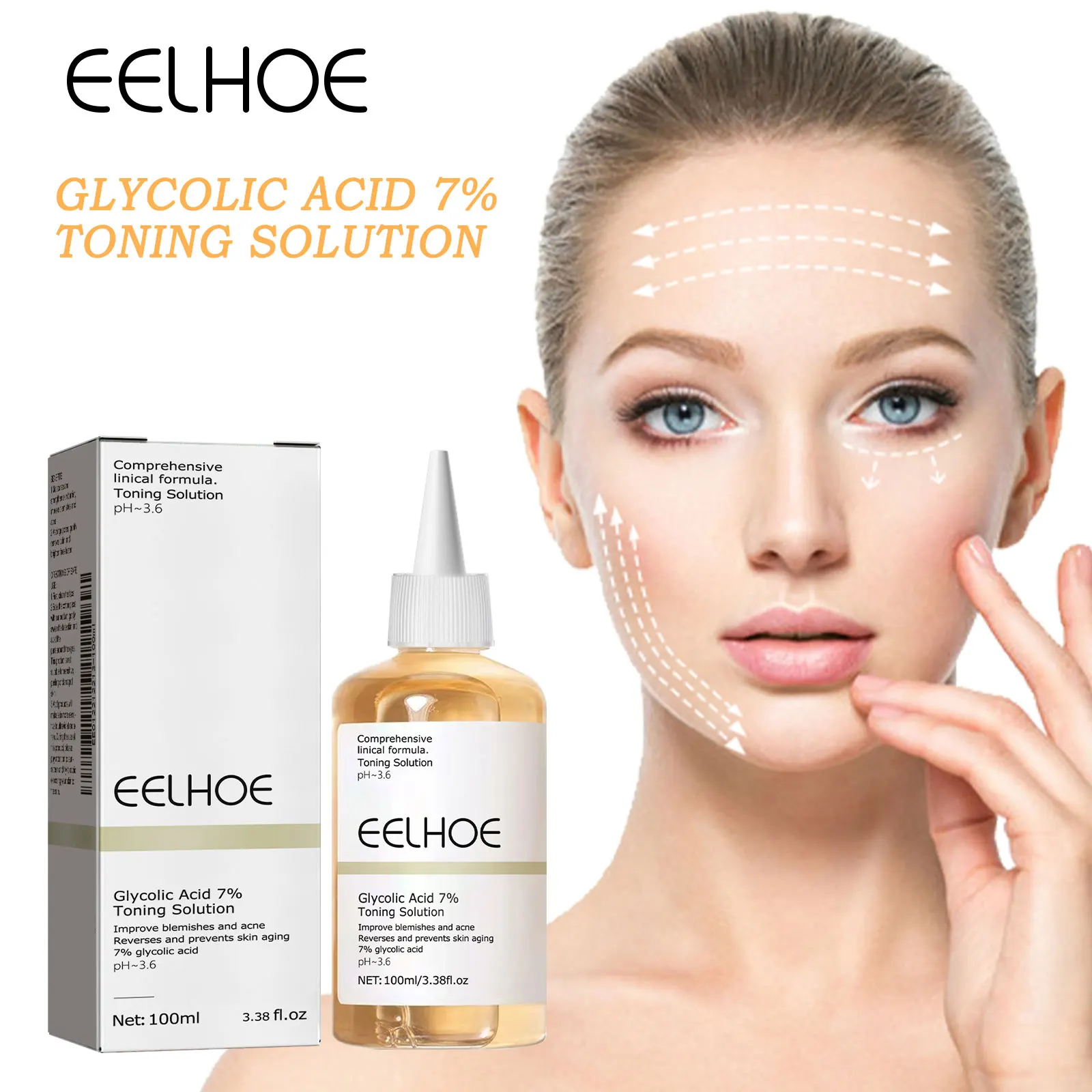 EELHOE The Glycolic Acid 7% Toning Solution 100ml Shrink Pores Repair Facial Oil Nourish Gentle Glycolic Acid Toner Face Essence
