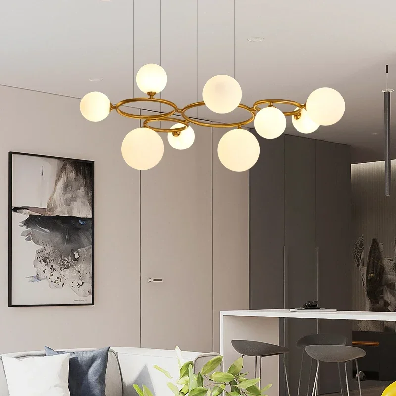 Magic Beans Chandelier Glass Pendant Light Luxury Artistic Smoke Grey Glass Hanging Lamp for Home Decor