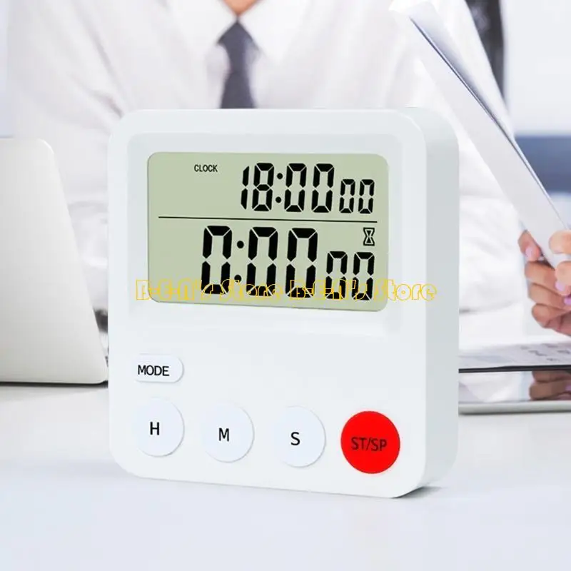 Y1AD Digital Timer Alarm Clock LCD Display Timer Clock Countdown Timer Wall Mount Small Alarm Clock with Magnet Kitchen Timer