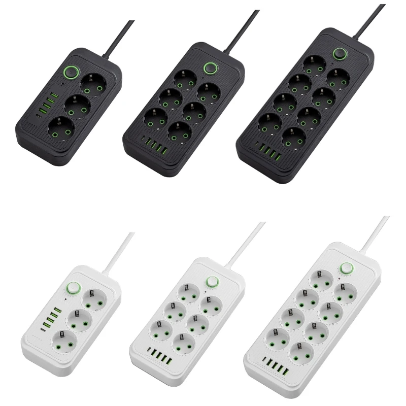 Versatile High Capacity Power Strips with 3 Socket Long Cord Multiple Device Power Supply 110-250V for Home Electronics