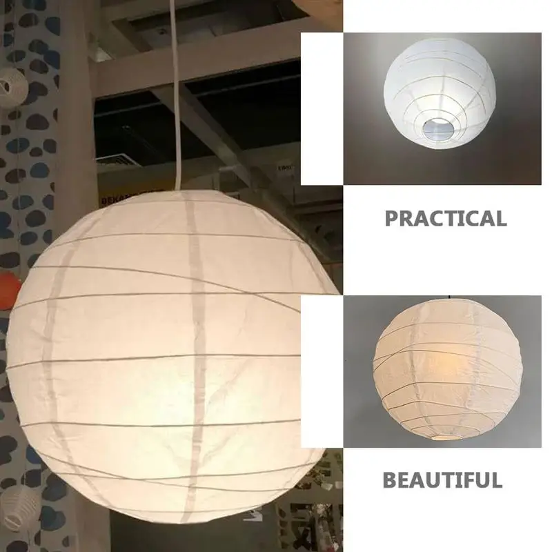 Chinese Lantern Hanging Party Japanese Lampshade White Lights Round Outdoor Decorations Cover Home Lamp Festival