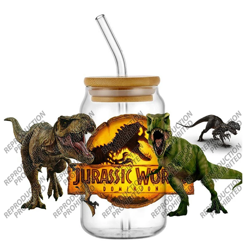 

Popular The Age of Dinosaurs Waterproof DIY Decals 3D Transfers Stickers 16oz UV DTF for Glasses cup Wraps