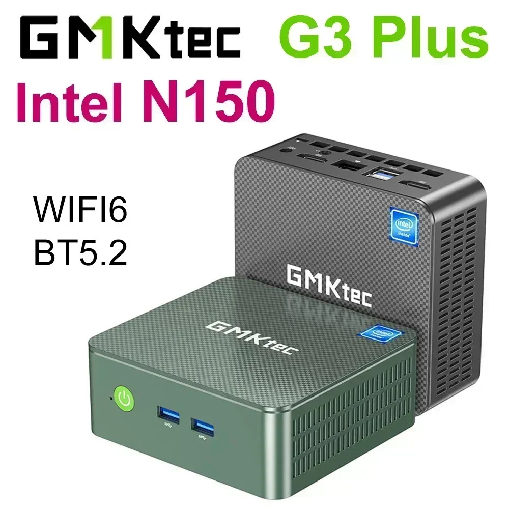 2025 НОВЫЙ процессор N150 GMKTec G3 plus Intel N150 Mini PC Windows 11 Pro DDR4 8 ГБ 256 ГБ NVme SSD Wifi6 BT5.2 Двойной экранный дисплей 2025 НОВЫЙ процессор N150 GMKTec G3 plus Intel N150 Mini PC Windows 11 Pro DDR4 8 ГБ 256 ГБ NVme SSD Wifi6 BT5.2 Двойной экранный дисплей