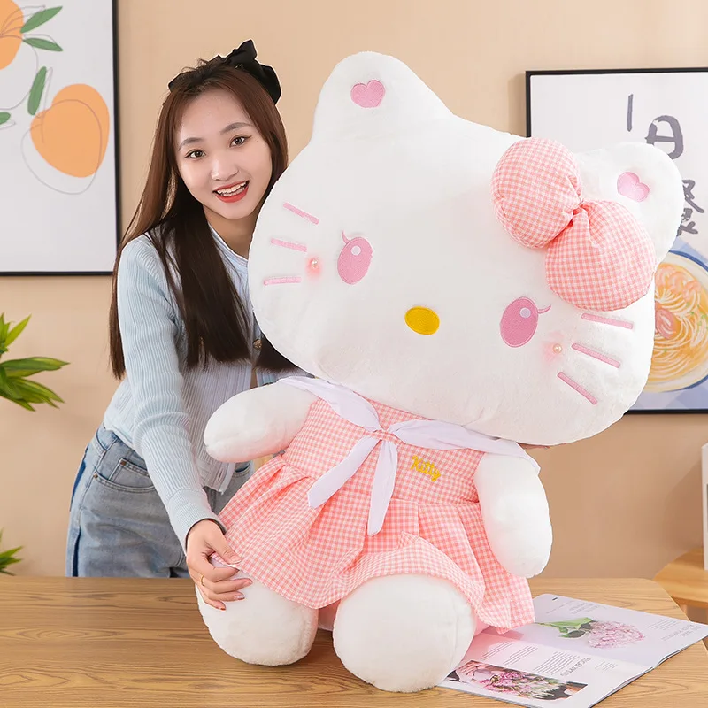 

New Lolita Hello Kitty Plush Toys Anime Kawaii Cute Sanrio Sitting Posture Kt Cat Plushie Doll Lover Children Plushies Toy Gifts