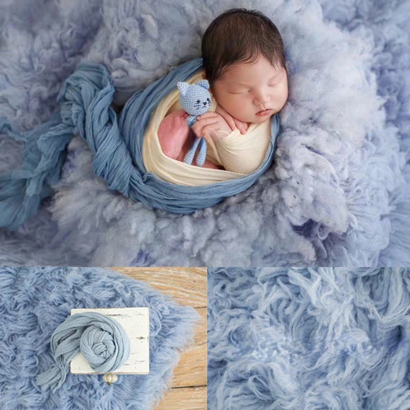 Newborn Photography Props Big Size Flokati 150x120cm Hand-Knitted Pure Greek Wool Blanket Baby Photo Boy Girl Background Mat