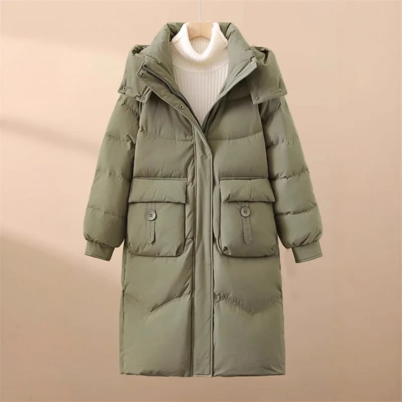 면 코트 중간 길이 스타일 한국 스타일 패션 면 재킷 루즈핏 재킷 겨울 두껍고 따뜻한 면 코트