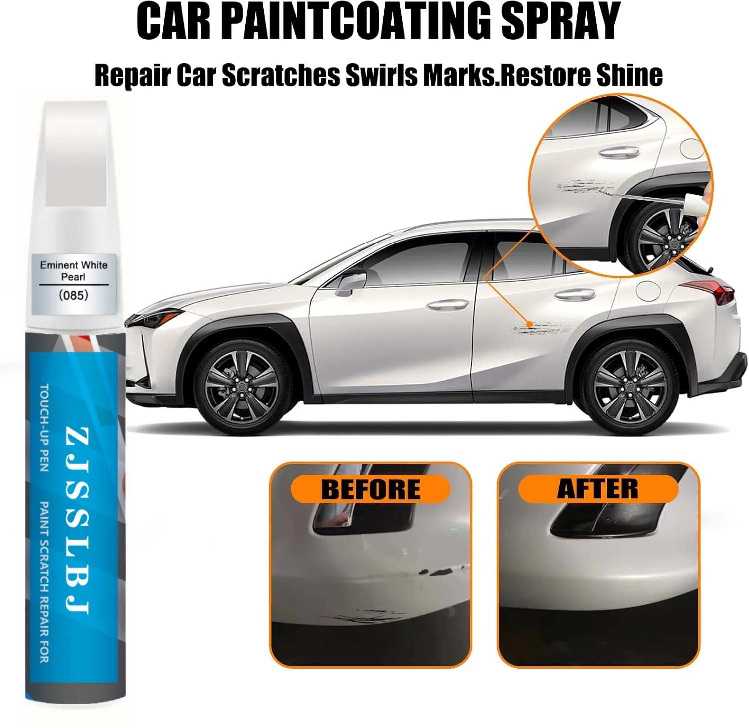 Car Touch Up Paint for Lexus, Car Paint Scratch Repair Kit, Quick & Easy Solution to Repair, 2 in 1 Scratch Remover Pen with Col