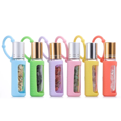 Soporte para botella con rodillo de silicona de 10ml, funda protectora para rollo de aceite esencial en botella, Estuche de transporte, 6 uds.