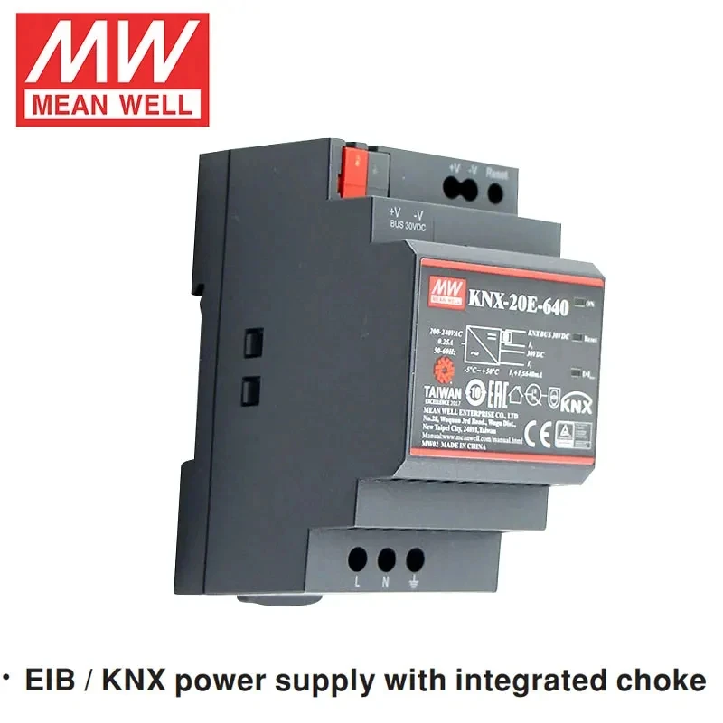 Mean Well KNX-20E-640 MEANWELL 640mA KNX EIB Power Supply with Integrated KNX BUS Choke For Security Monitorning System