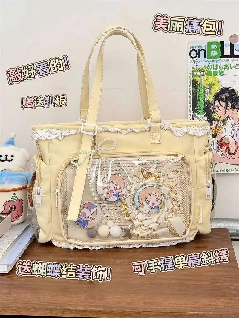 Neue Japanische Süße Schleifen-Ita-Tasche, Lolita-Mädchen Transparente Handtaschen, Modische Große Kapazität Tragetasche, Ästhetische Schultertaschen – Detail 25