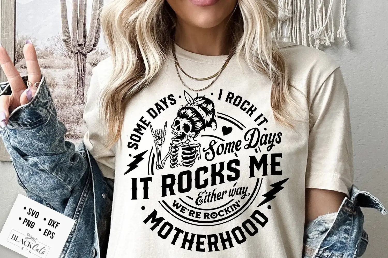 Some Days I Rock It Some Days It Rocks Me Vintage Slogan Women T-shirt 2023 new Individuality Punk Skull Voguish Female Shirt