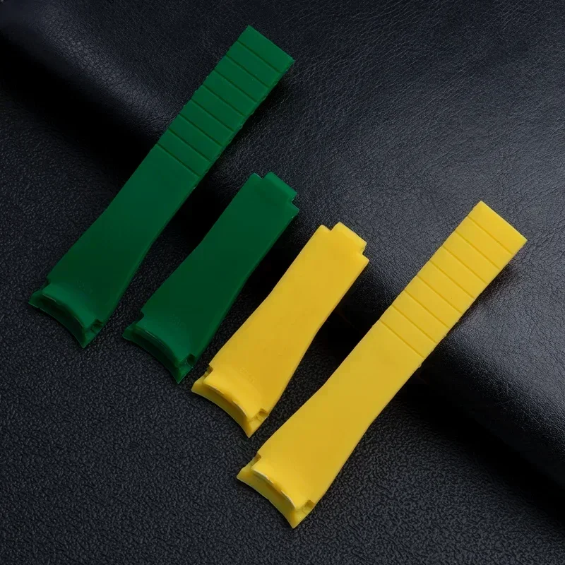 Мягкий красочный ремешок для часов 20 мм для Rolex, Daytona Submariner GMT, изогнутый конец с нержавеющей складной пряжкой, водонепроницаемый ремешок