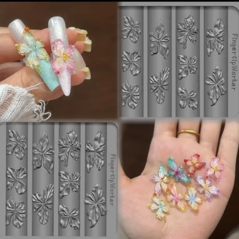 2-teilige Kristall-Eisblumen-Nagel-Silikonform, niedliche Lilie, klare 3D-Gel-Nagelharz-Epoxid-Schnitzvorlage – Detail 5