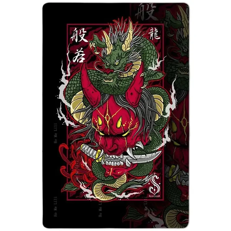 Discover The Lotus Night Harpoon Red Prajna And Green Dragon Non Slip Flannel Floor Rugs By Ho Me Lili