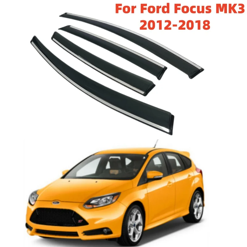 

Дефлекторы окон, ветровики, защита от дождя, стальные молдинги для Ford Focus 3 MK3 2012-2018 (хэтчбек и седан)