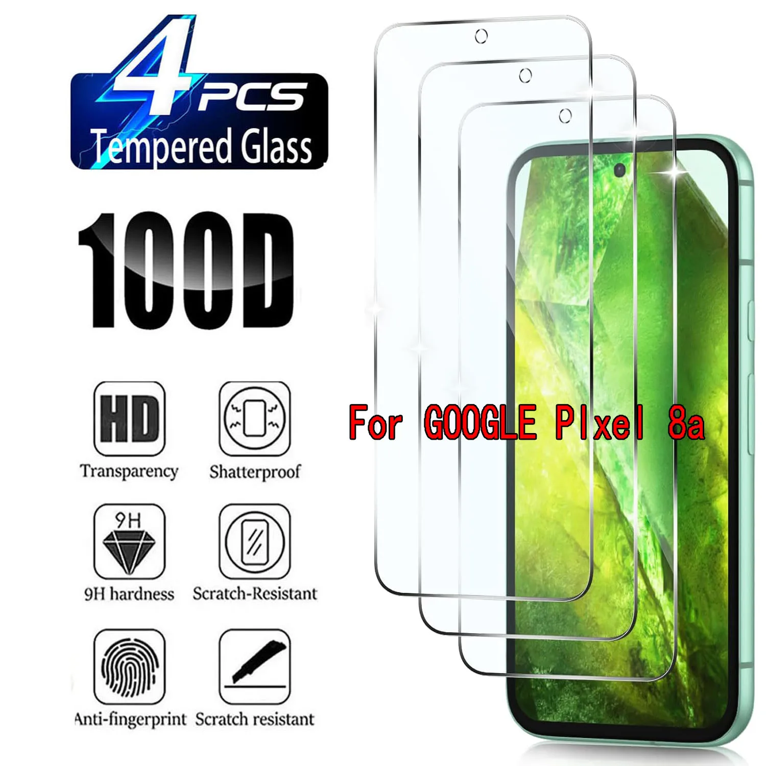 

2/4Pcs HD Tempered Glass Screen Protector for Google Pixel 8a 9H Protection