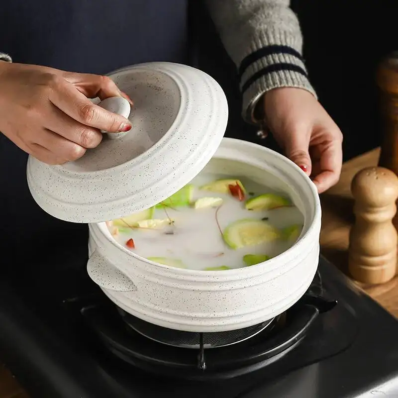Ceramic Casserole Stew Pot Cooking Gas Earthenware Soup Pots Ceramic Rice Noodle Saucepan Resistant Bibimbap Pot Household 