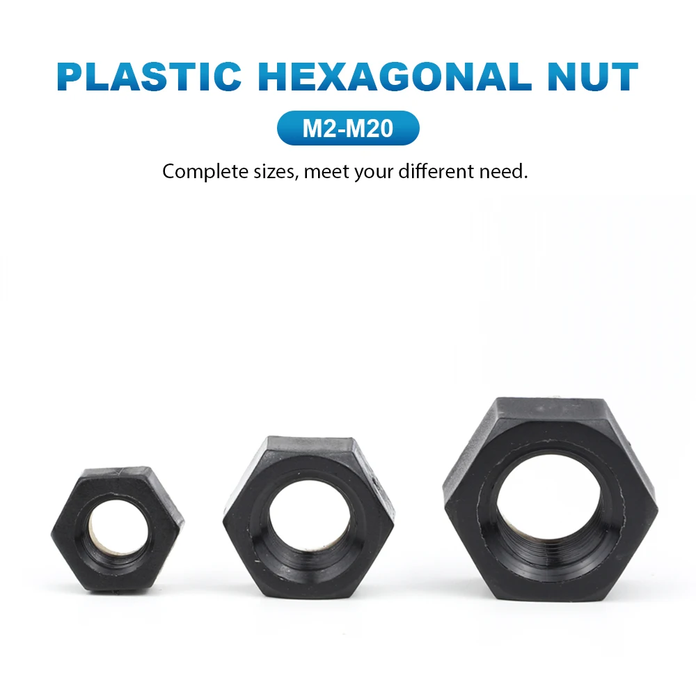 NINDEJIN 2-100pcs Nylon Plástico Hex Porcas M3 M4 M5 M6 M8 M10 M12 M14 M16 Branco Preto Porca De Nylon Isolamento Hexagonal Porca