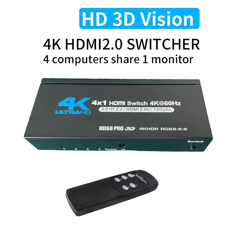 

4K HDTV Switch | 3/4/5/7 Port HDTV 2.0 Switcher 4K HD Switcher Multiple Computers Share A Screen HDTV 3-IN-1-OUT Switch