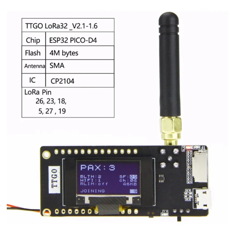 2X TTGO Lora32 V2.1 ESP32 Bluetooth WIFI Wireless Module 433Mhz 0.96 Inch Bluetooth Wifi Wireless Module SMA IP5306