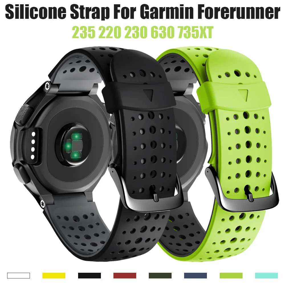 Zweifarbiges Silikon-Uhrenarmband für Garmin Forerunner 235 220 230 Smartwatch, Ersatz-Uhrenarmbänder für Forerunner 630 735XT