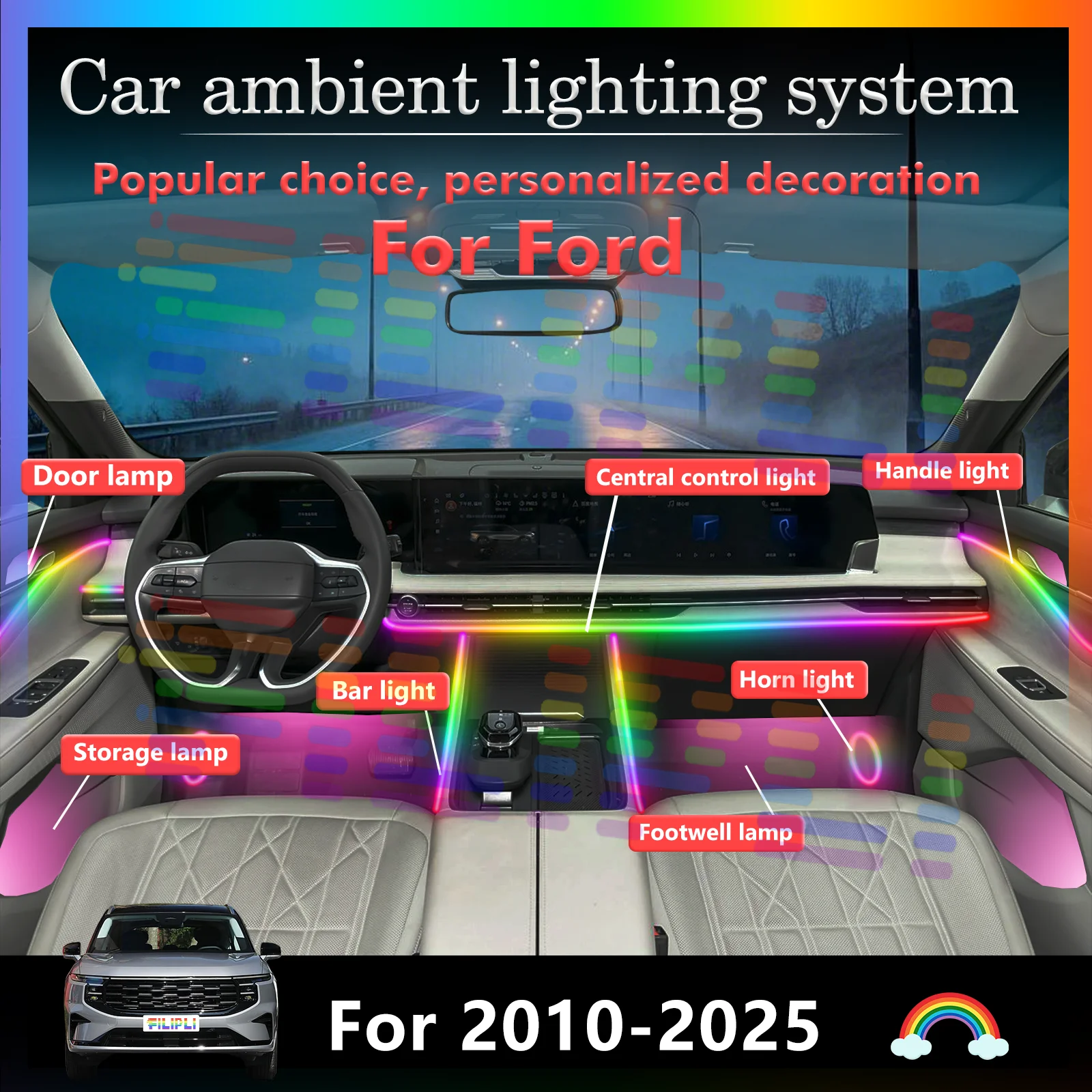 

For Ford Auto Interior Lights - Night Driving Low Glare, Non-distracting & Safety