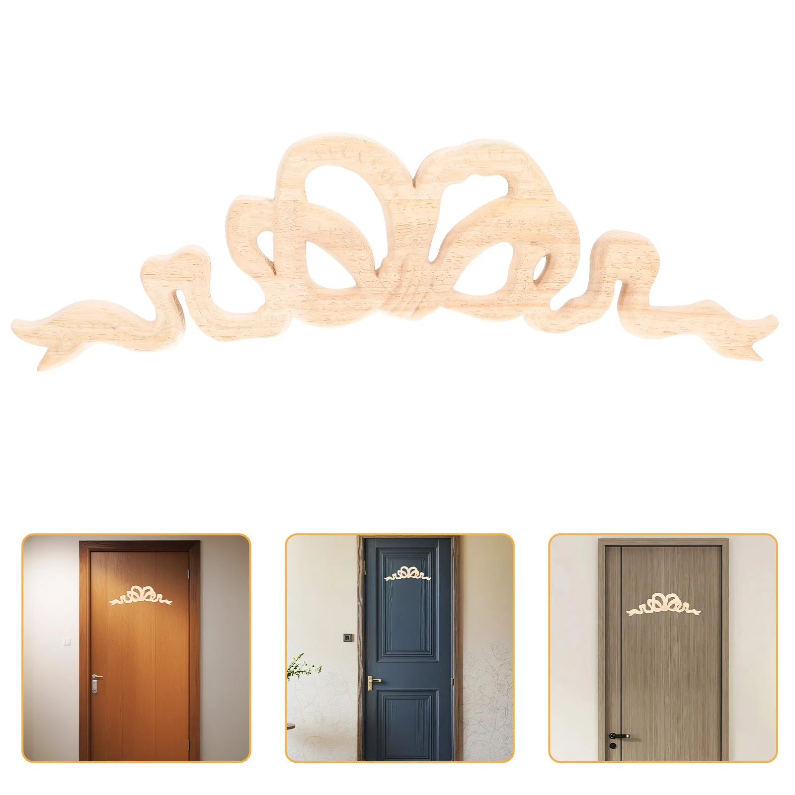 Handcrafted Wooden Bow Knot Carved Onlay Solid Wood Furniture Applique Wall Decor European French Style Living Room Wall Art DIY