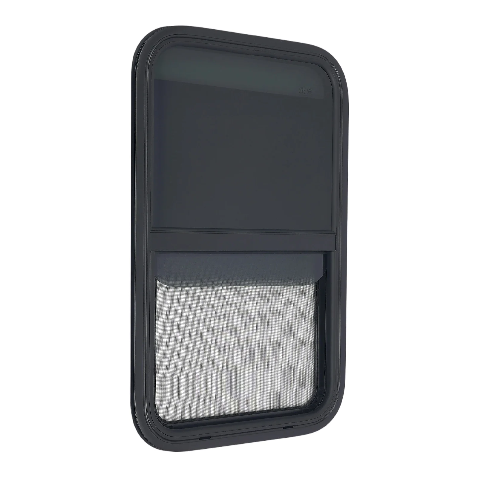 Fenêtre verticale coulissante en verre trempé noir, 450x750mm, coin arrondis, pour camping-car, véhicule d'ingénierie, remorque