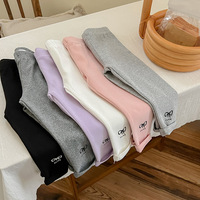 New Autumn Spring Kid's Leggings 1-8 Y Cute Bow Solid Color Girls Style Skinny Pants Children's Outwear Trousers