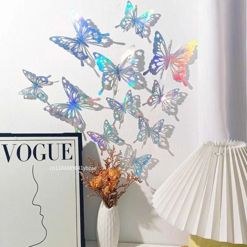 12-36Pcs Butterfly for Gift Packing Decorative 3d Butterflies Decals Flower Arrangement Wall Paper Ornament DIY Wrapping