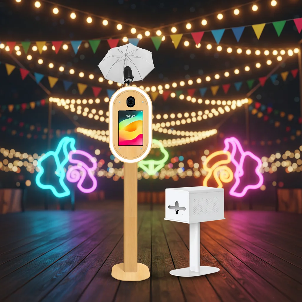 Photo booth RGB lighting photo booth 9.7 10.5 12.9 inch iPad photo booth with umbrella and flashlight