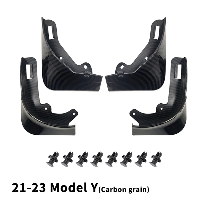 Carbon Flash Matte Black Carbon Fiber Pattern Mud Flaps for 2020-24 Tesla Model Y – No-Drill Splash Guards