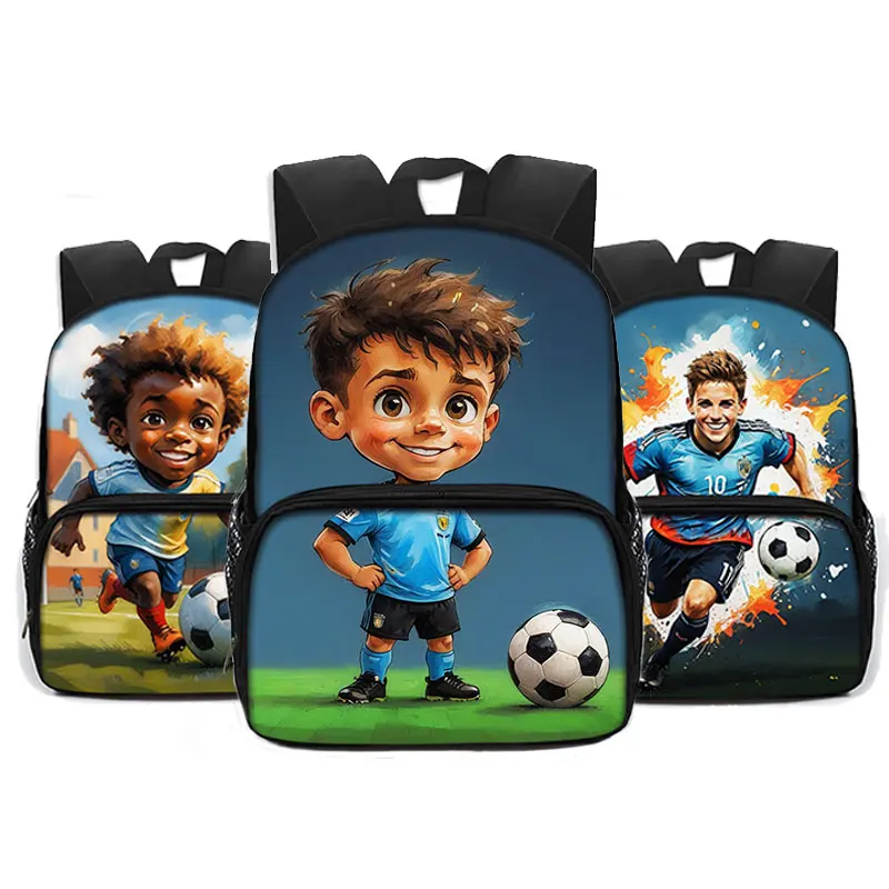 13inch Cartoon Soccer / Football Children School Backpack  Afro Boy Soccer Baby Bookbag Boys Girls School Bags Rucksack Gift