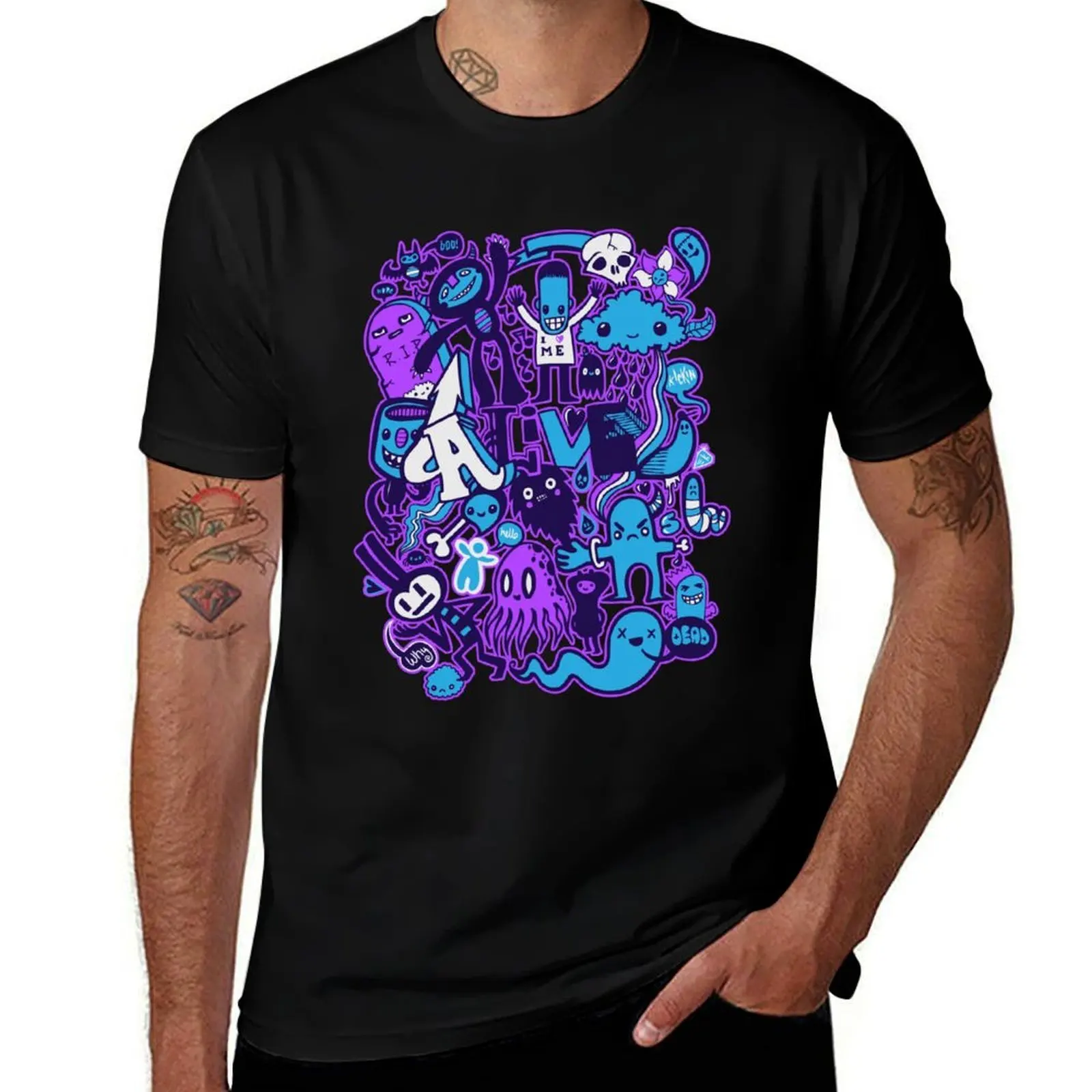 T-shirt Alive Doodle, grande taille, coupe ample