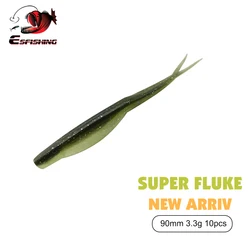 ESFISHING New 2025 Soft Lure 90mm Needle tail Super fluke isca artificial fishing for perch pike