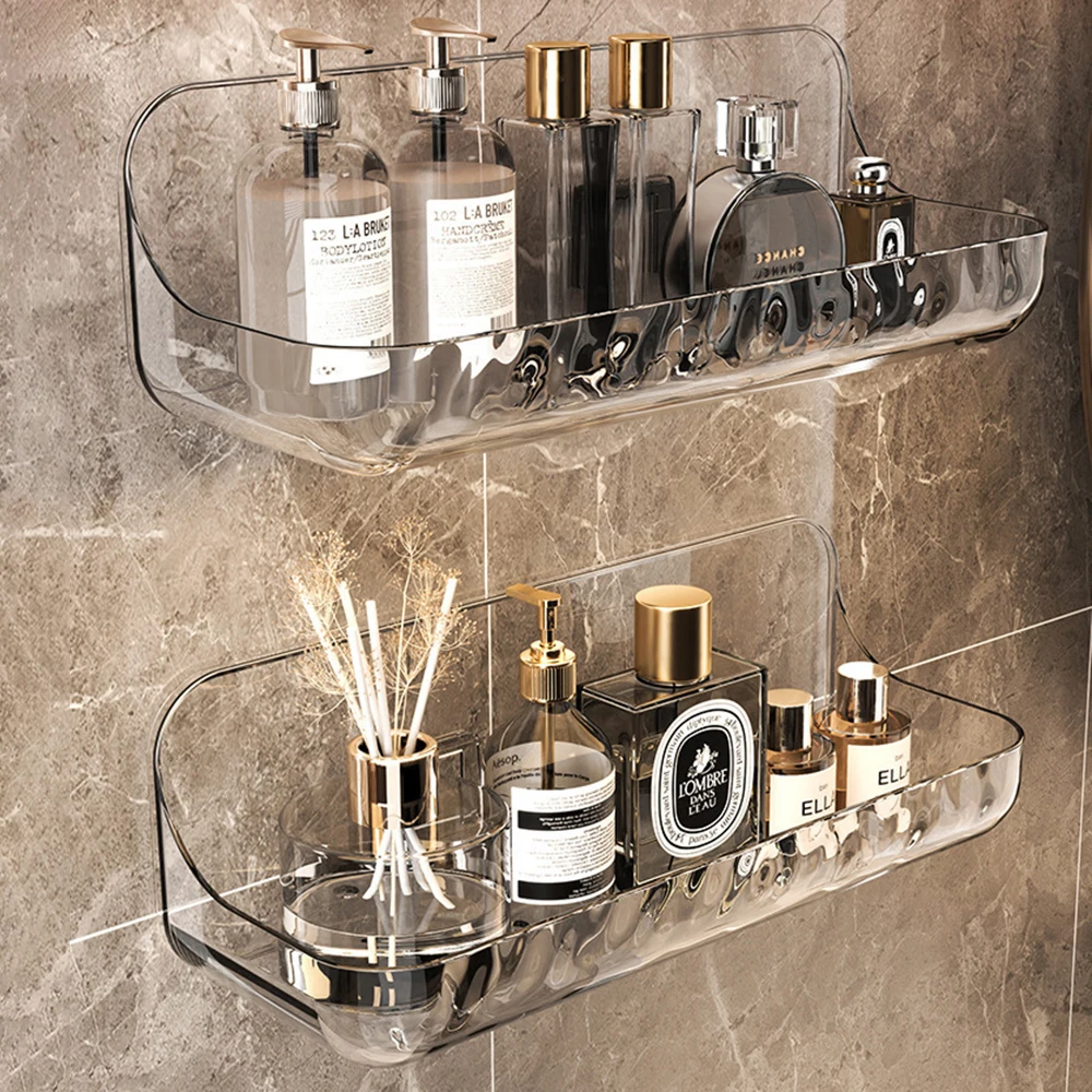 Household Acrylic Bathroom Shelf, Bathroom, Toilet, Perforation-Free Wall Hanging Washstand, Cosmetics Storage Shelf On The Wall