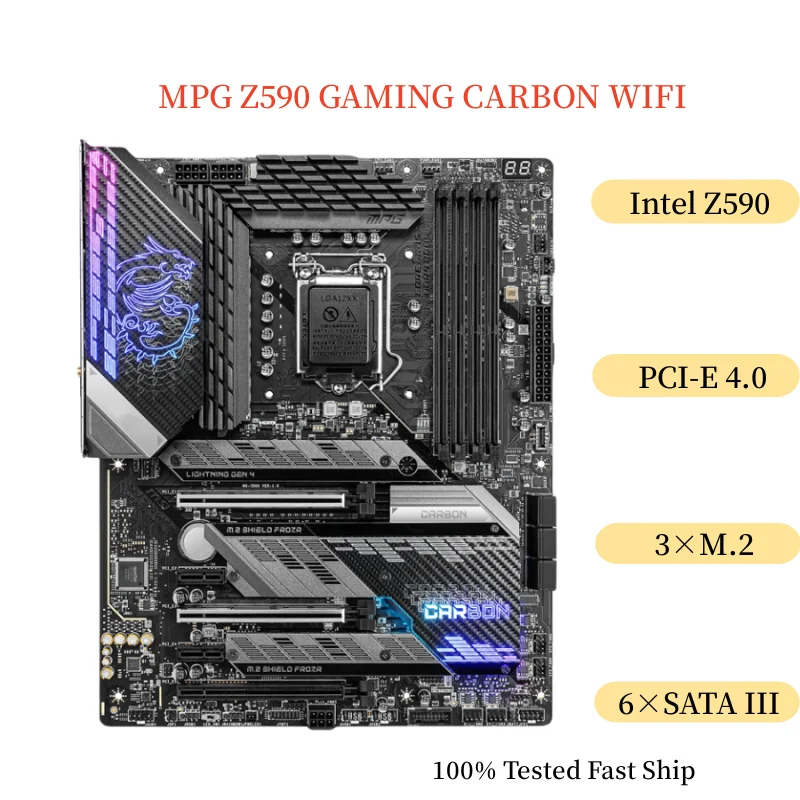 For MSI MPG Z590 GAMING CARBON WIFI Motherboard 128GB LGA 1200 DDR4 ATX Mainboard 100% Tested Fast Ship