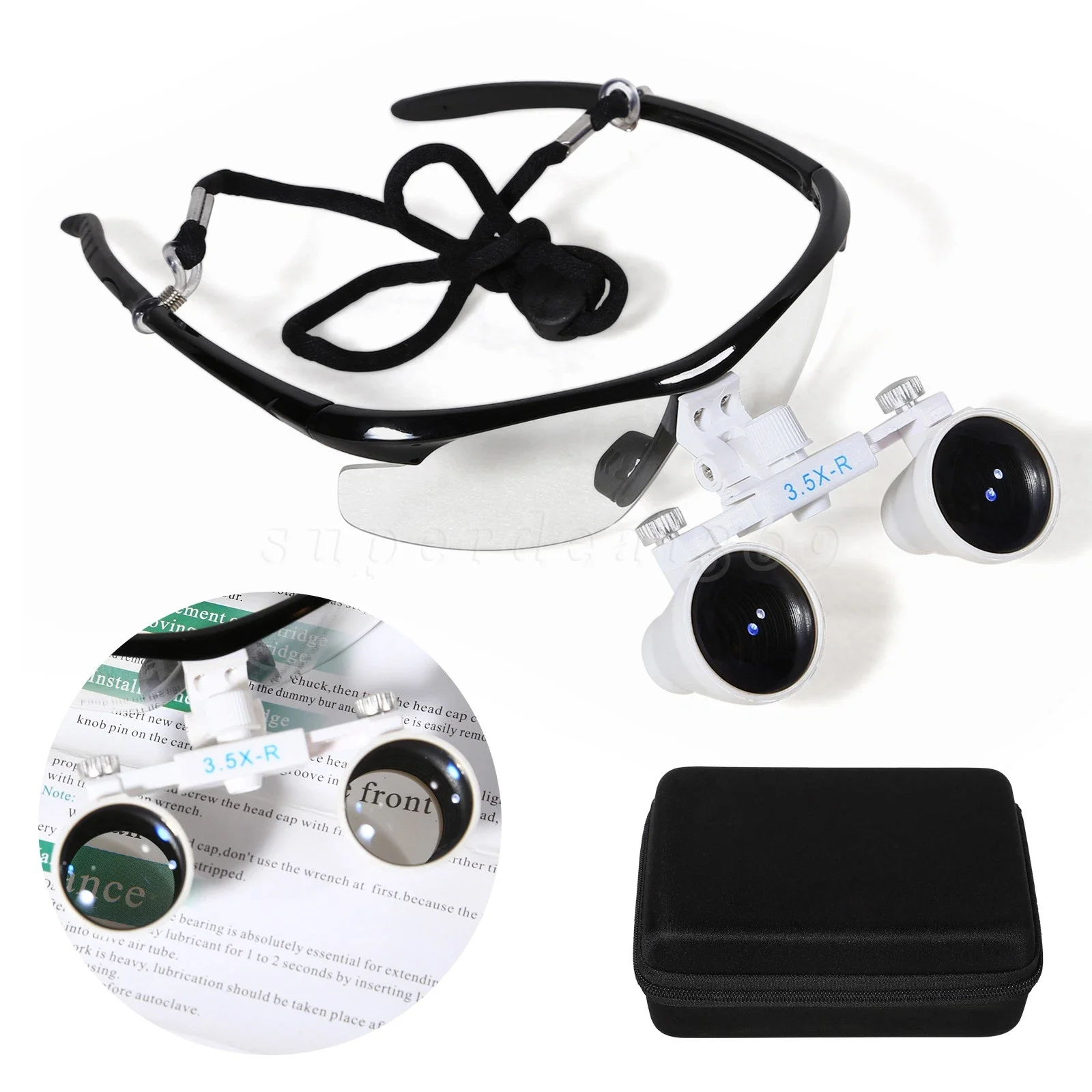 Dental 3.5X Magnifier Binocular Loupes Glass Optical Lens Magnifier Black Color