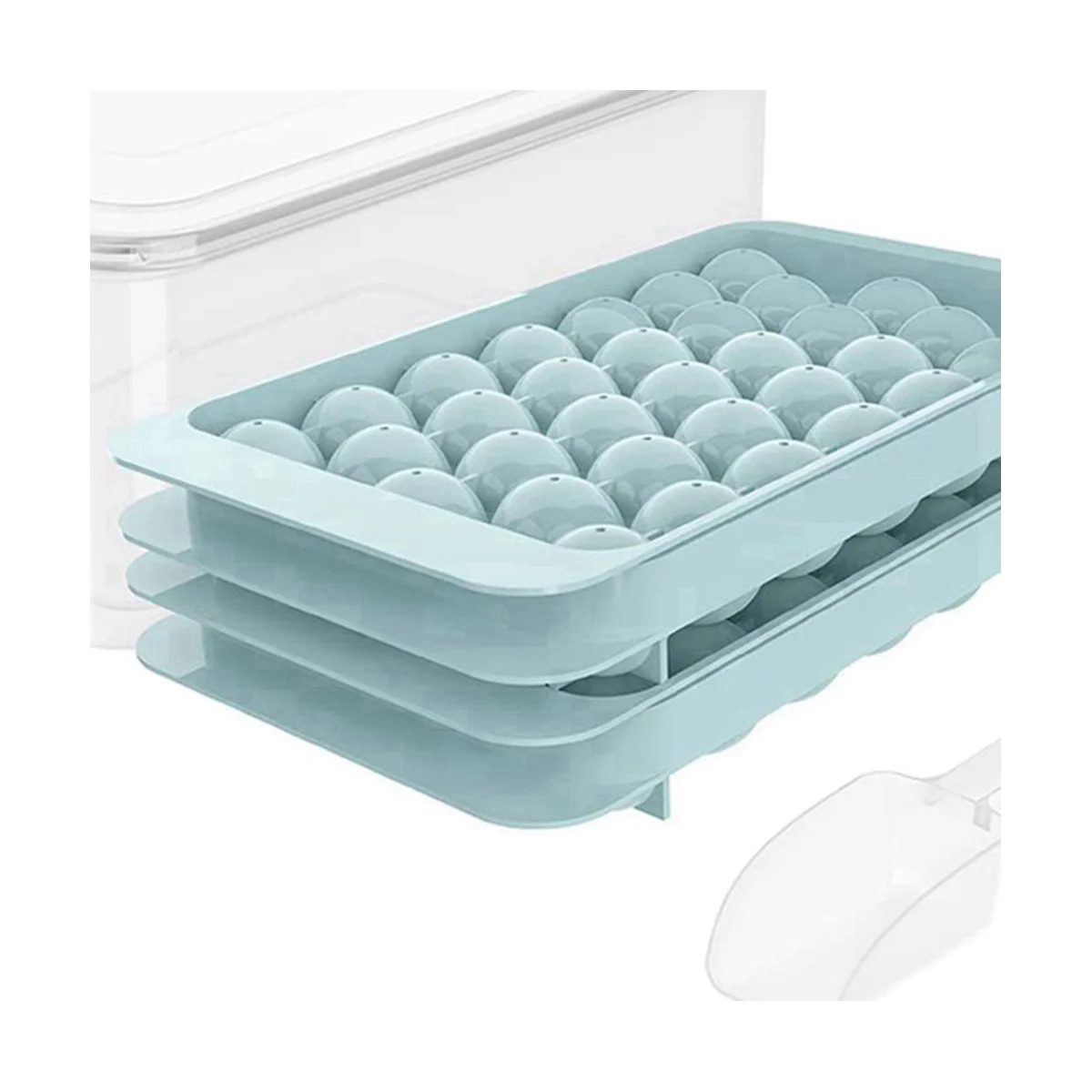 132 Pcs Ice-Cube Tray/4 Packs Ice Trays for Freezer with Bin/Ice-Cube Trays for Freezer with Lid/Round Ice-Cube Mold