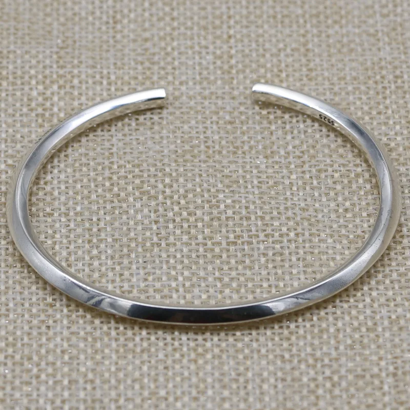 

S925 sterling silver Korean version personalized minimalist couple opening wide bare body bracelet for men and women Forest styl