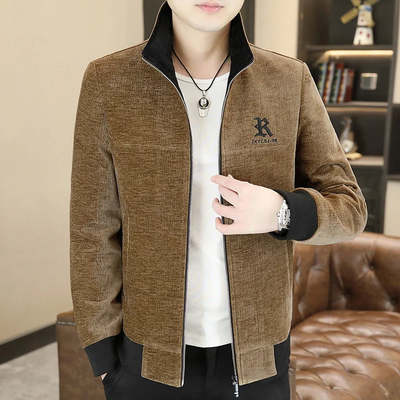 

High Quality Autumn Stand Up Collar Jacket for Men Business Casual Bomber Jacket Men Slim Social Streetwear Short Outwear Coats