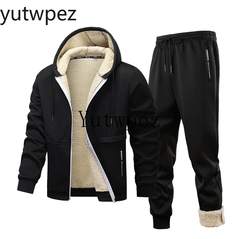Conjunto de Sudadera con Capucha y Forro Polar para Hombre, Ropa Deportiva de Moda para Senderismo, Ciclismo y Camping, Grueso y Cálido
