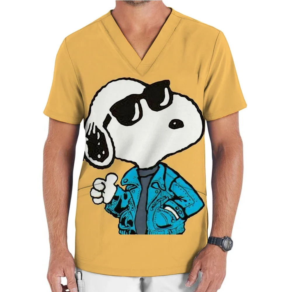 Men's short sleeved pharmacy nurse uniform Snoopy Hospital doctor work uniform Oral and dental surgery uniform Medical scrub