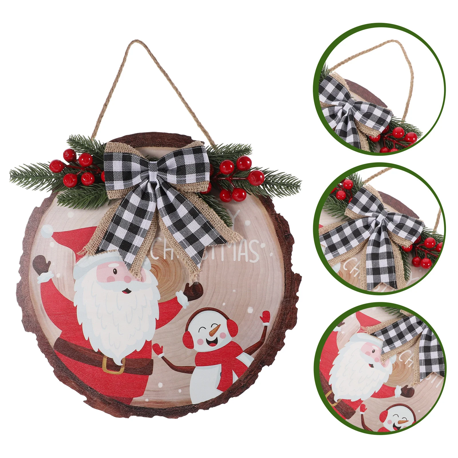 

Rustic Wooden Christmas Door Sign Hanging Round Plaque Cozy Xmas Front Door Decor Holiday Welcome Sign Christmas Party Decor