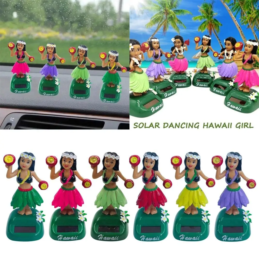 Niedliches hawaiianisches Mädchenspielzeug aus Kunststoff, Solarmodell, schwingende tanzende Puppe, schwingendes Wackelspielzeug, Hula-Mädchen, schwingende Heimornamente