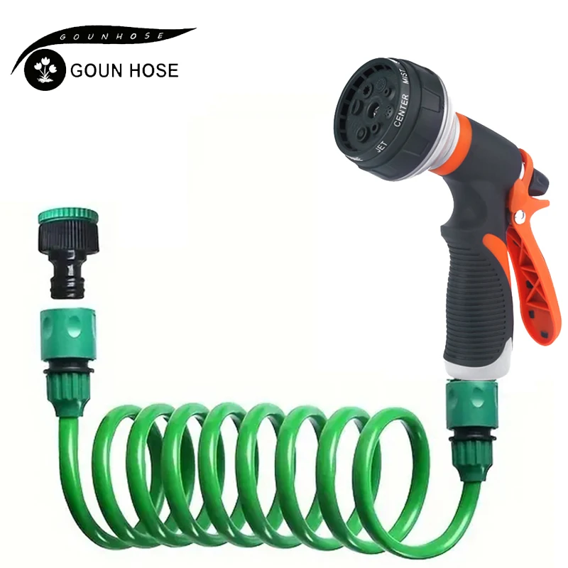 GOUN HOSE Metal Car Wash Water Gun Flexible Stretchable EVA Garden Watering Hose for Lawn Irrigation 7.5m/30m