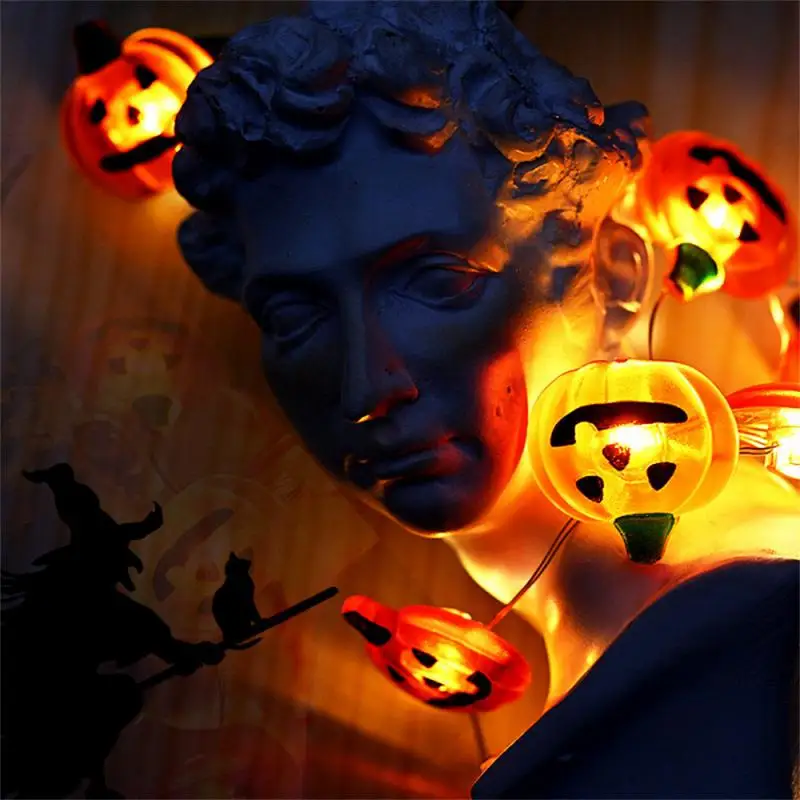 1PC LED Halloween Solar 3D Pumpkin Bat Ghost Spider String Lights With 8 Lighting Mode Outdoor Waterproof Atmosphere Lamp