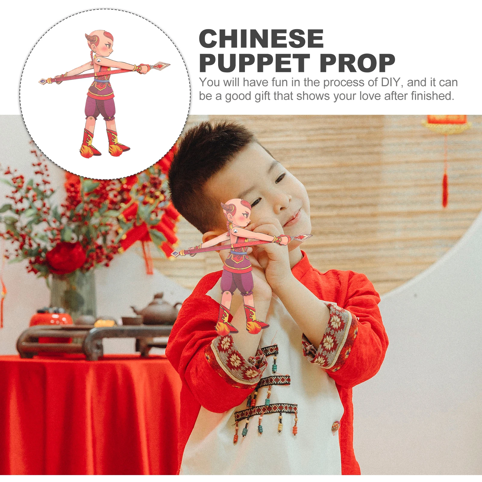 Marionnettes à main en bois ombre bricolage, Kit d'artisanat éducatif pour enfants, jeu éducatif pour enfants, accessoire de danse traditionnelle